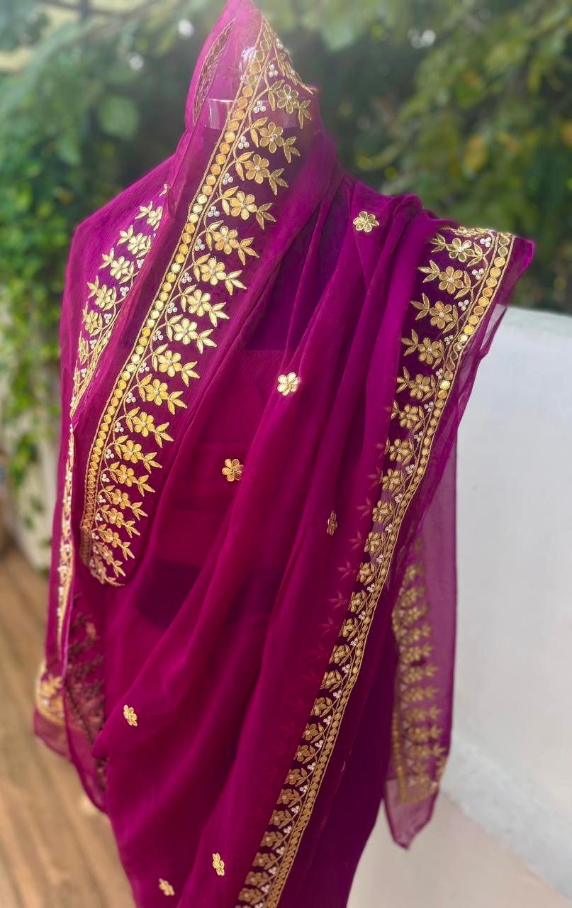Wine Gottapati Border Saree