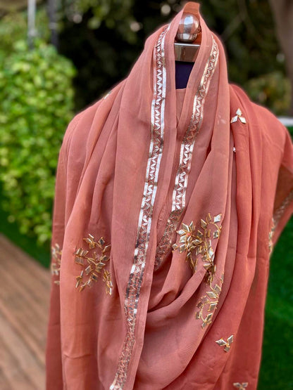 Ombre Brown Shaded Gotta Saree