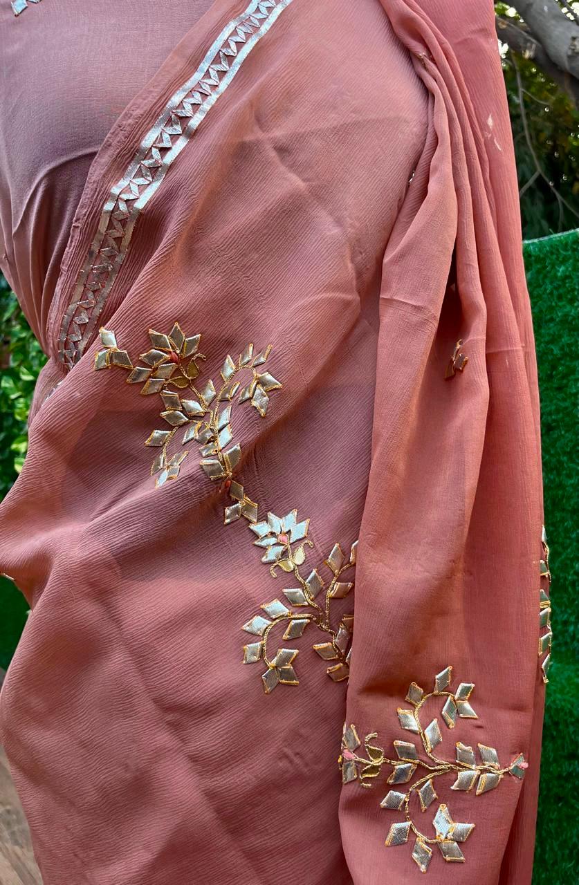 Ombre Brown Shaded Gotta Saree