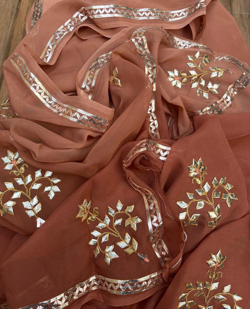 Ombre Brown Shaded Gotta Saree
