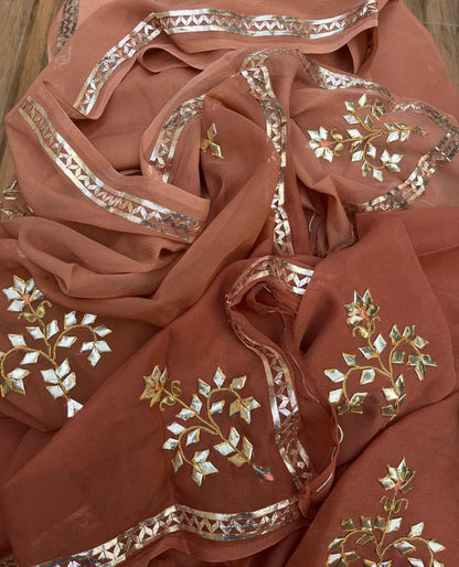 Ombre Brown Shaded Gotta Saree