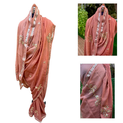 Ombre Brown Shaded Gotta Saree