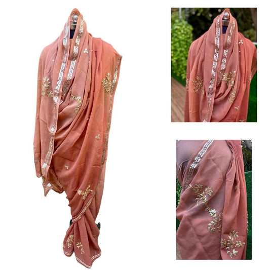 Ombre Brown Shaded Gotta Saree