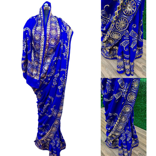 Blue Border Jaal Saree