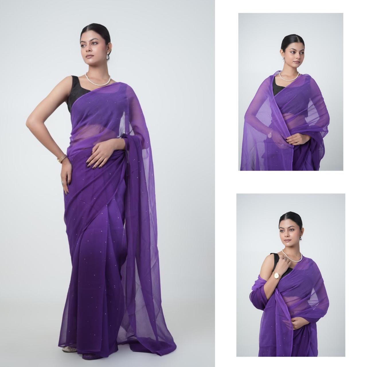 Ombre Purple Shaded Mukaish