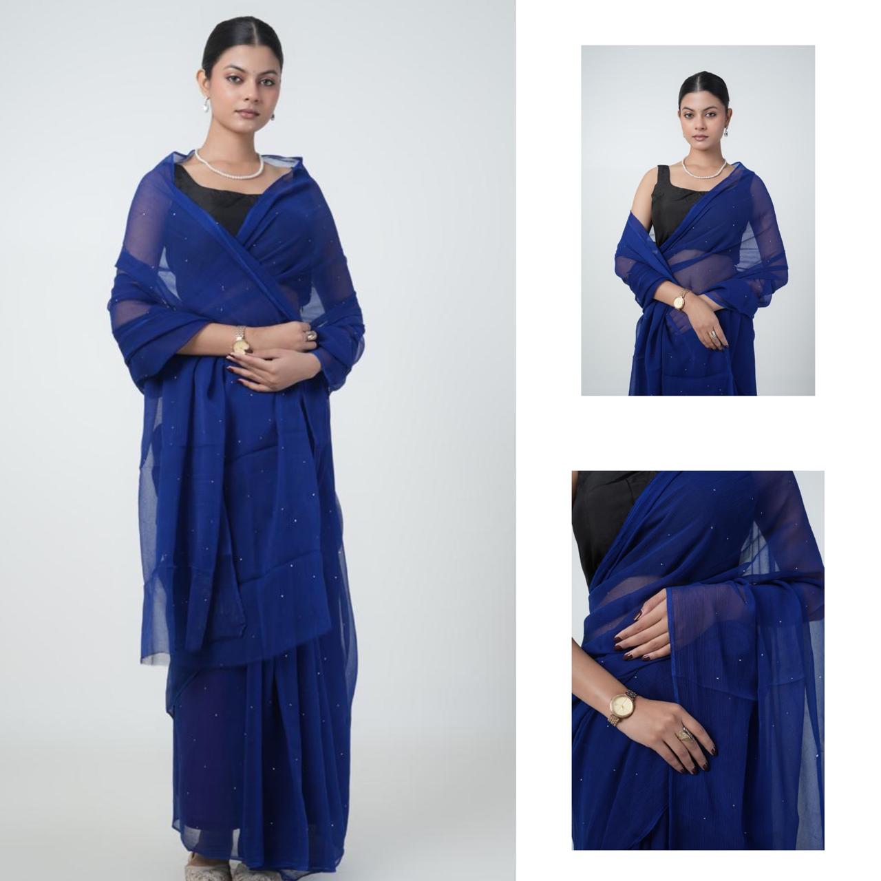 Blue Mukaish Saree