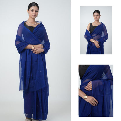 Blue Mukaish Saree