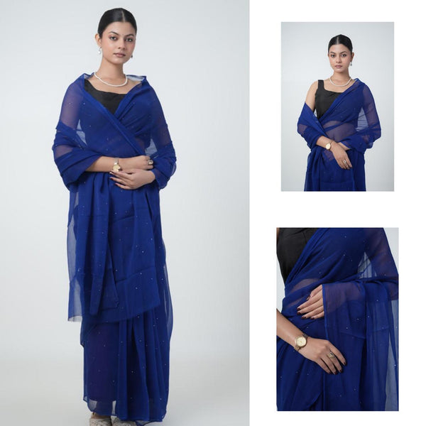 Blue Mukaish Saree