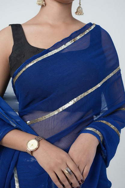 Blue Sequins Saree