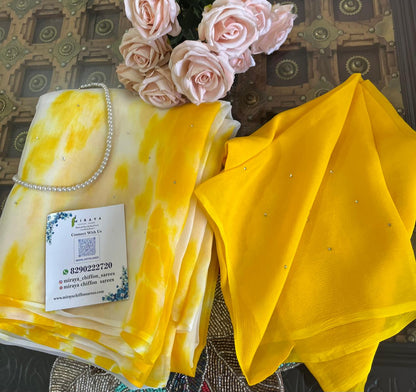 Yellow Tie-Dye Shibori Mukaish
