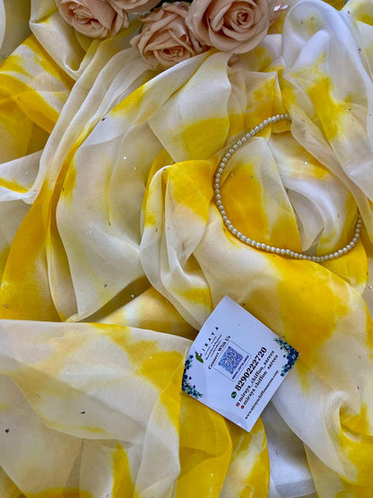 Yellow Tie-Dye Shibori Mukaish