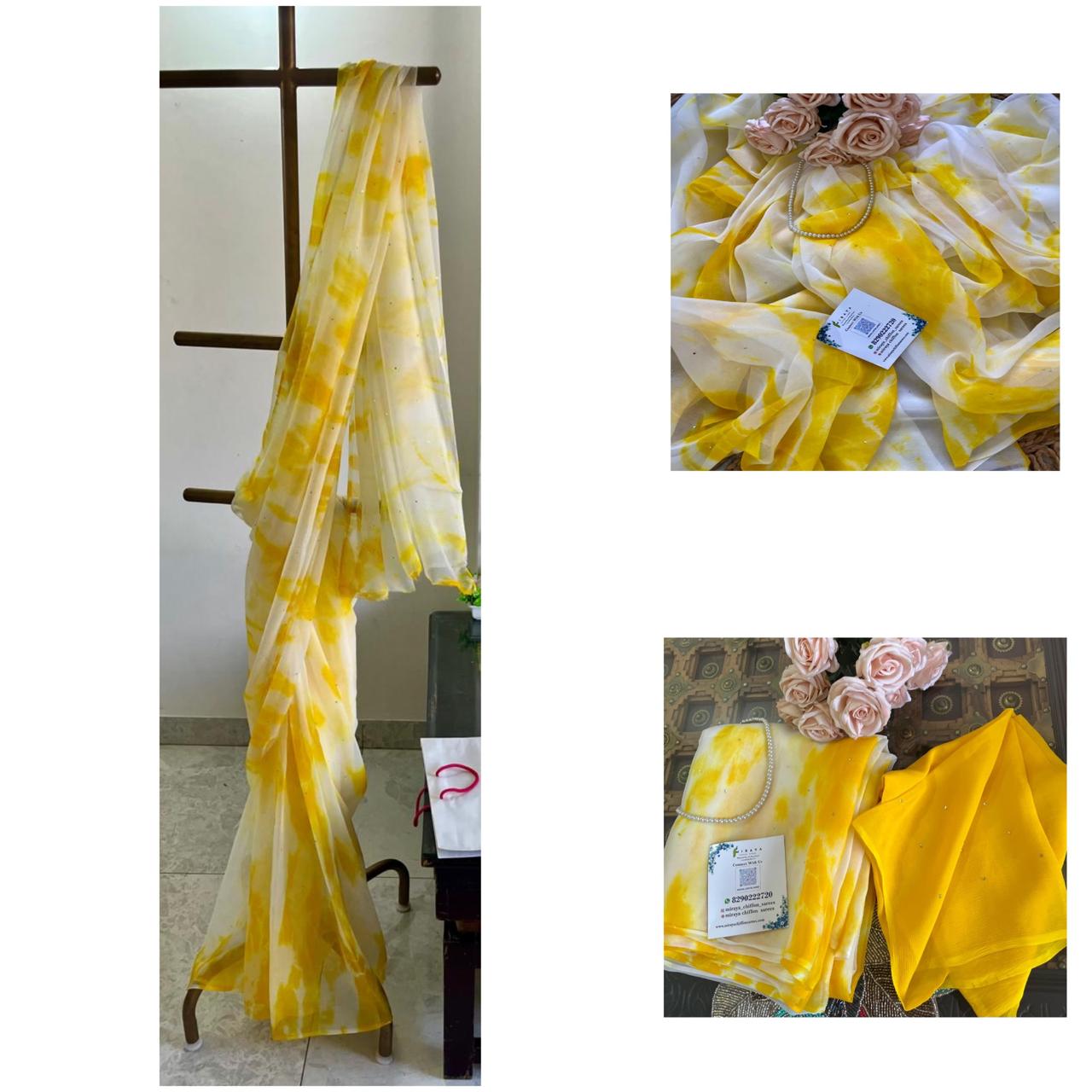 Yellow Tie-Dye Shibori Mukaish
