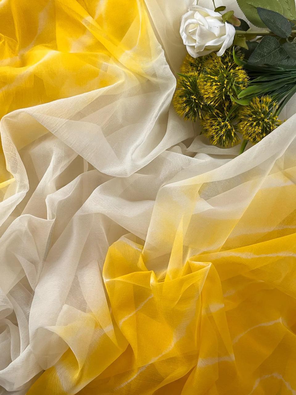 Cream Yellow Lehriya