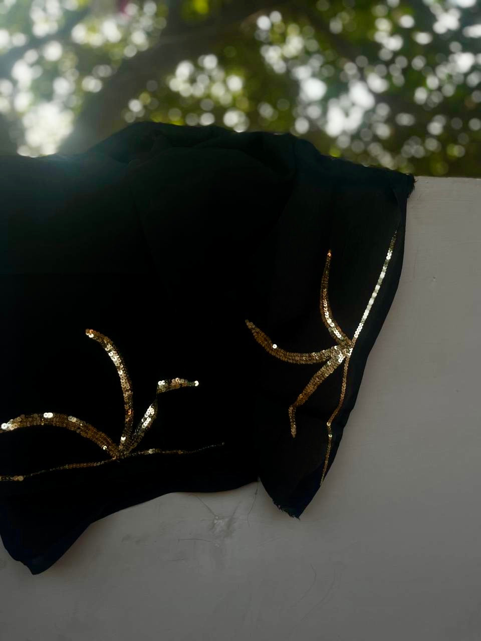 Black sequins  jaal saree