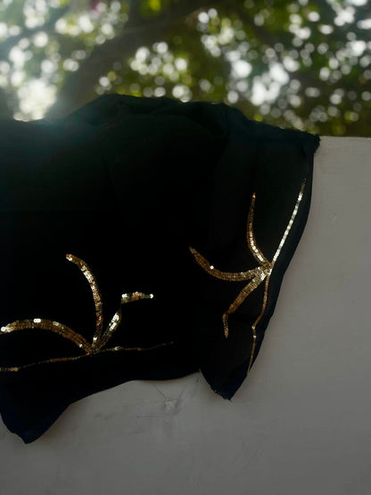 Black sequins  jaal saree