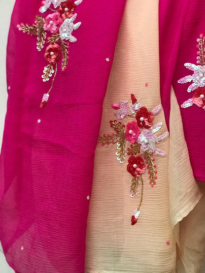Ombre pink shaded sequins Buta saree