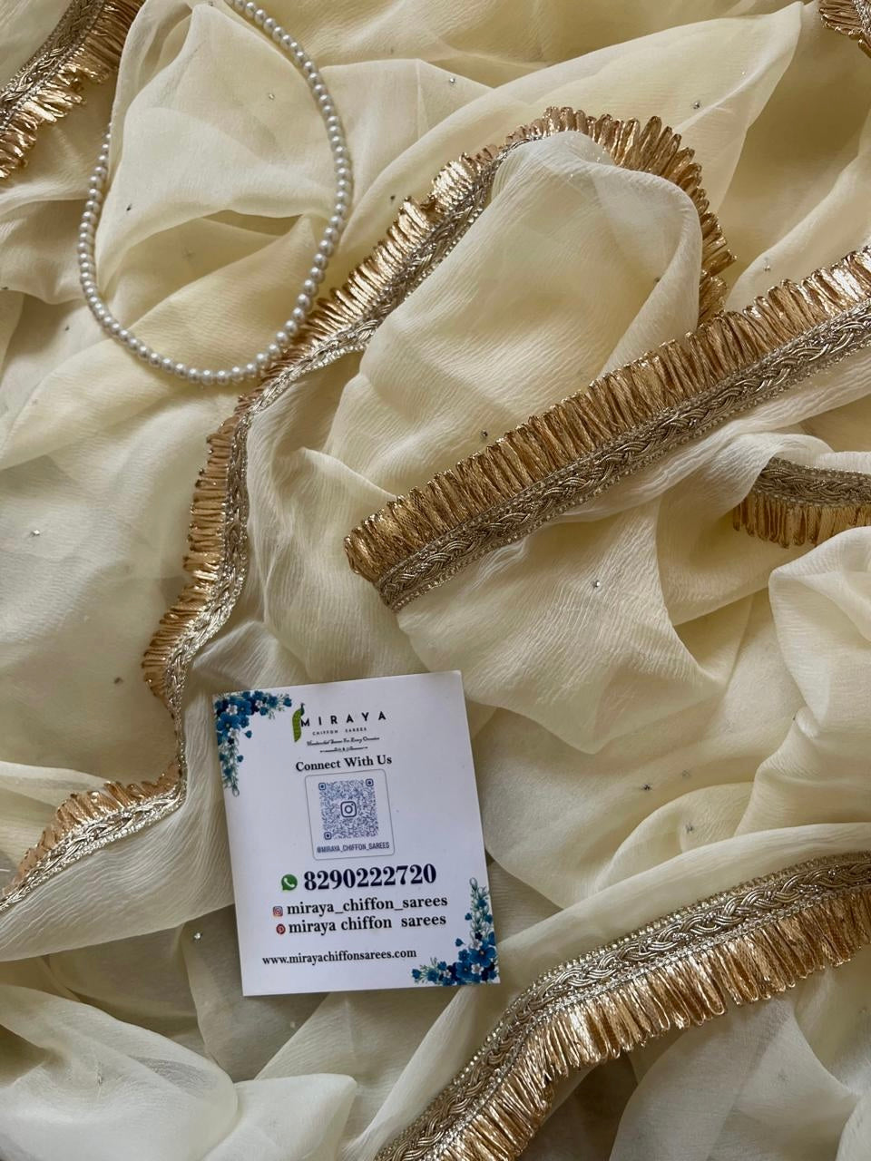 Cream Mukaish saree