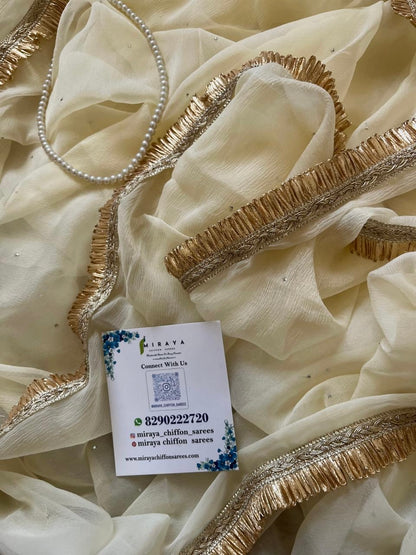 Cream Mukaish saree