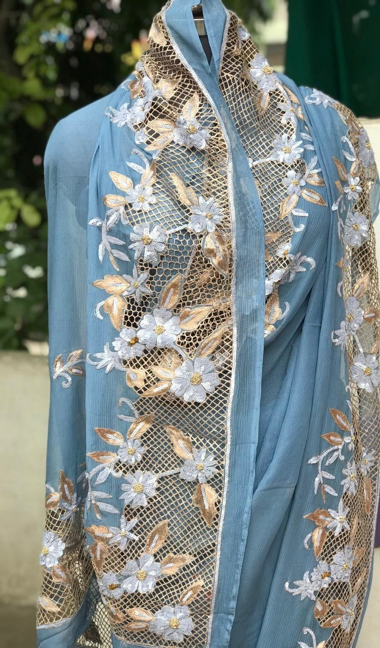 Grey Cutwork border saree