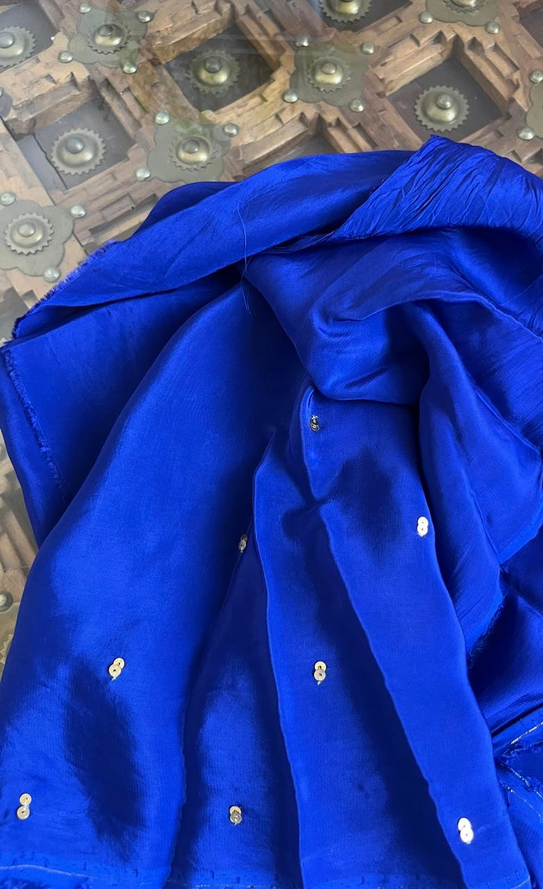 Blue sequins Buta saree