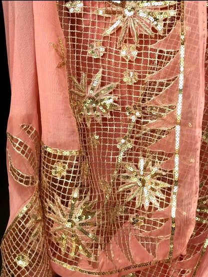 Peach Cutwork Border saree
