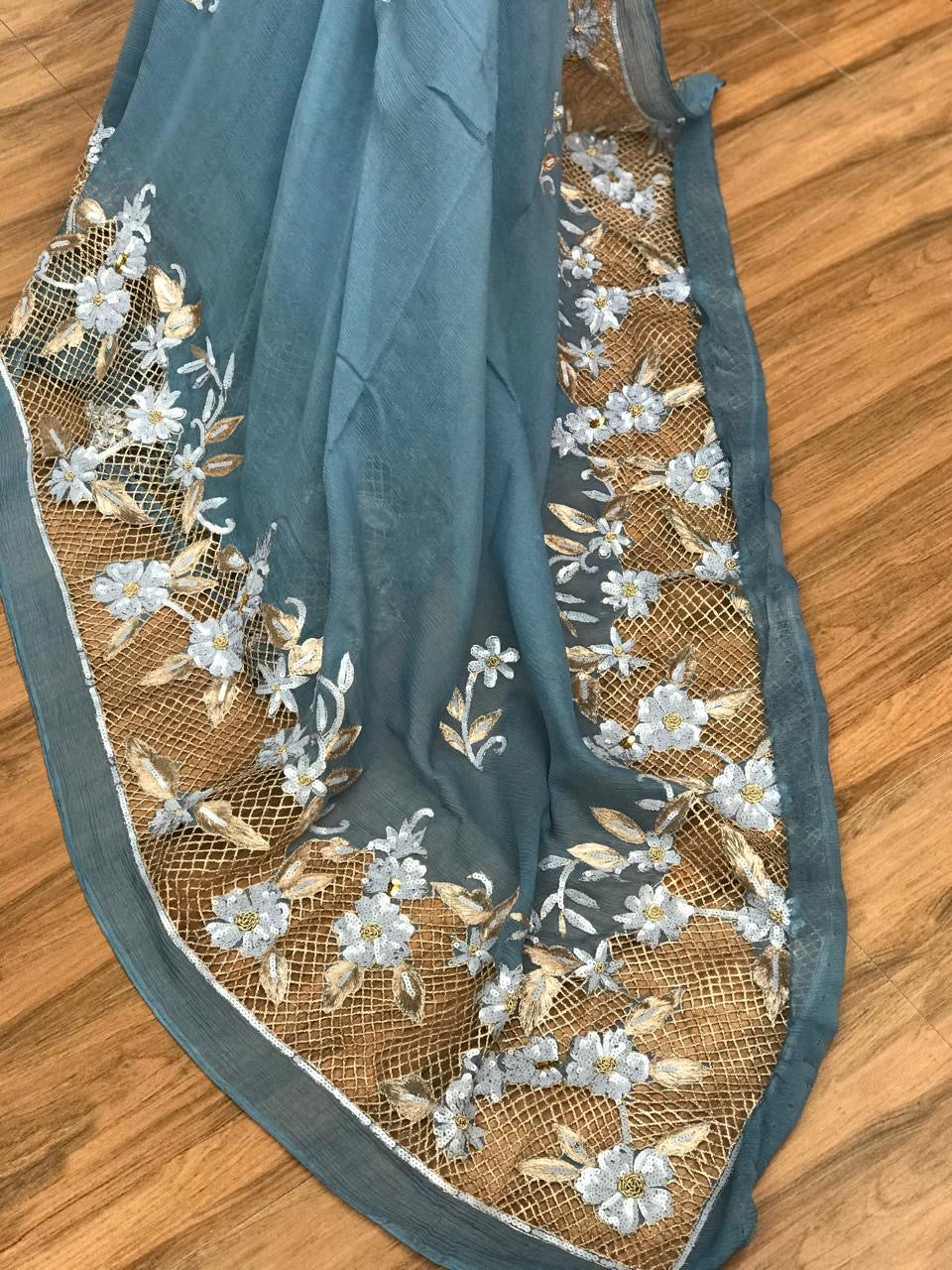 Grey Cutwork border saree