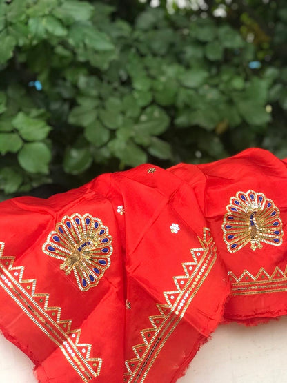 Ombre Orange Shaded Peacock Gotta Border Saree