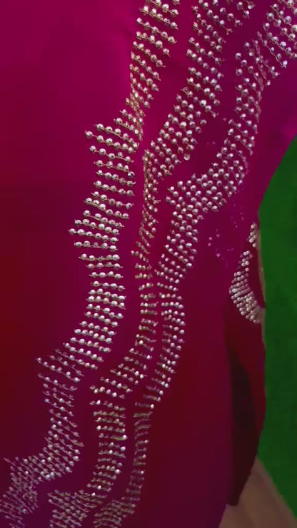 Magenta Sequins Border Saree