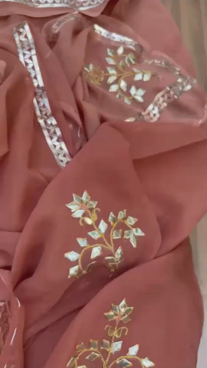 Ombre Brown Shaded Gotta Saree