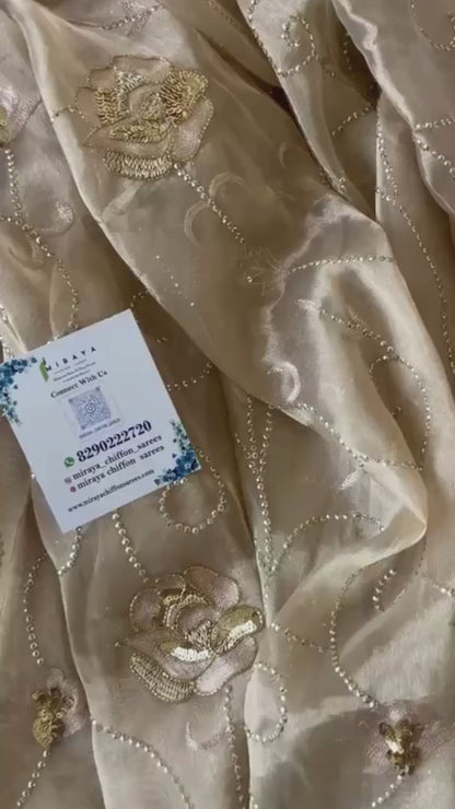 Golden Tissue Zari Zardoji Jaal Saree