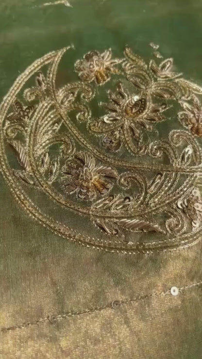 Green Silk Tissue Chaand Buta Saree