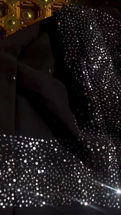 Silver sequins cocktail saree