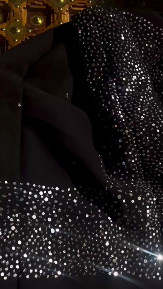 Silver sequins cocktail saree