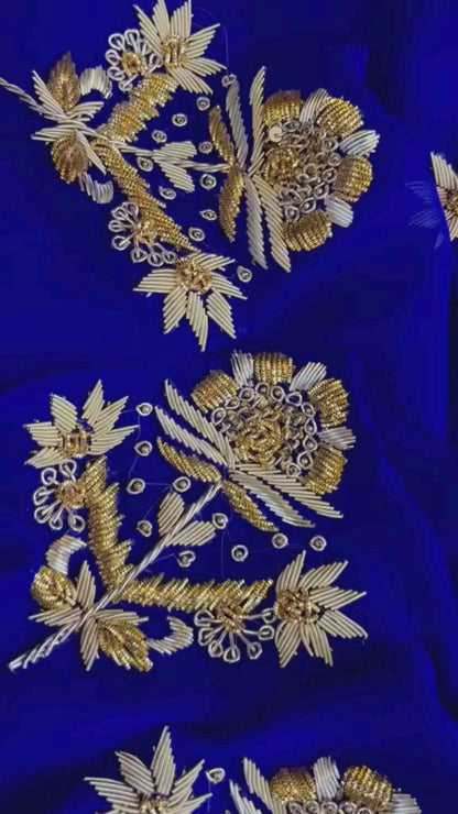 Blue Zardoji Buta Saree